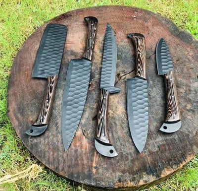 Beautiful Custom Handmade Damascus BBQ/kitchen knives - Troy Blades
