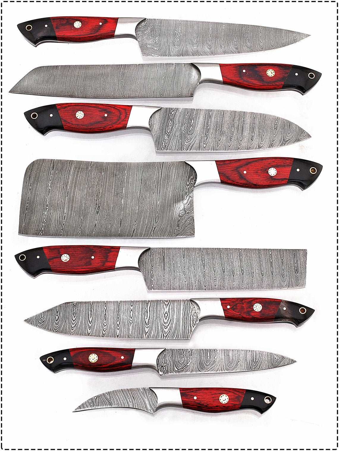 Beautiful Custom Handmade Damascus kitchen knives 08 - Troy Blades