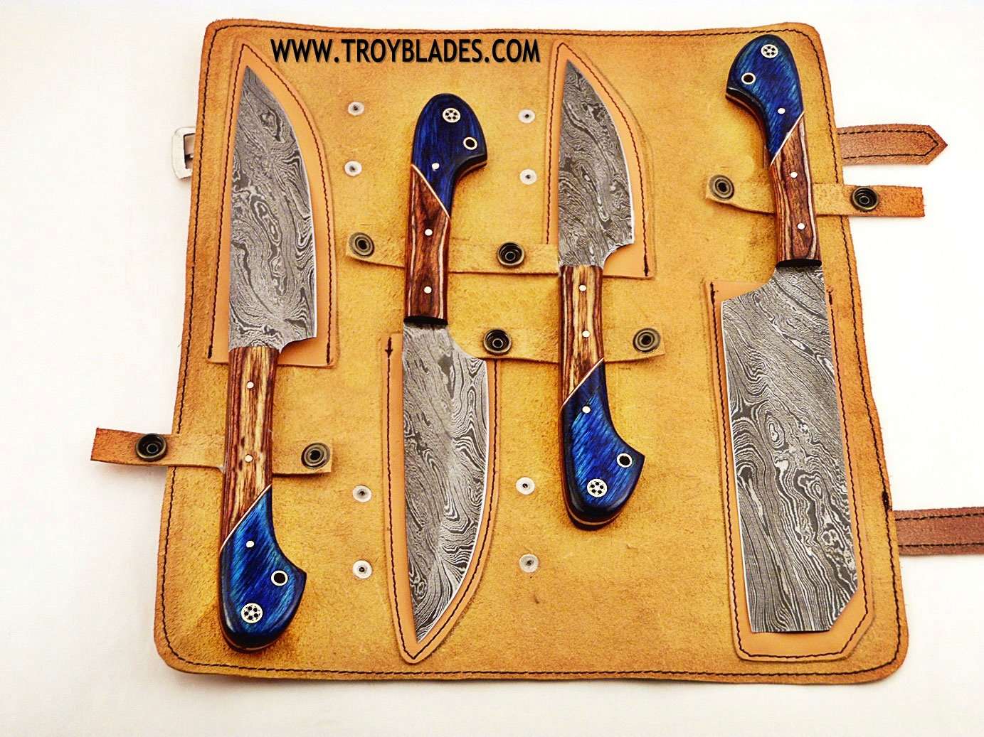 Beautiful Custom Handmade Damascus BBQ/kitchen knives - Troy Blades