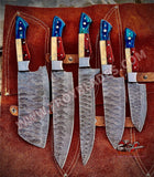 The Dahlia | 5-Piece Chef Knife Set + Leather Roll All Variations - Troy Blades