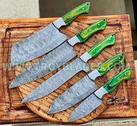 The Dahlia | 5-Piece Chef Knife Set + Leather Roll All Variations - Troy Blades