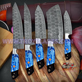 The Dahlia | 5-Piece Chef Knife Set + Leather Roll All Variations - Troy Blades