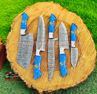 The Dahlia | 5-Piece Chef Knife Set + Leather Roll All Variations - Troy Blades