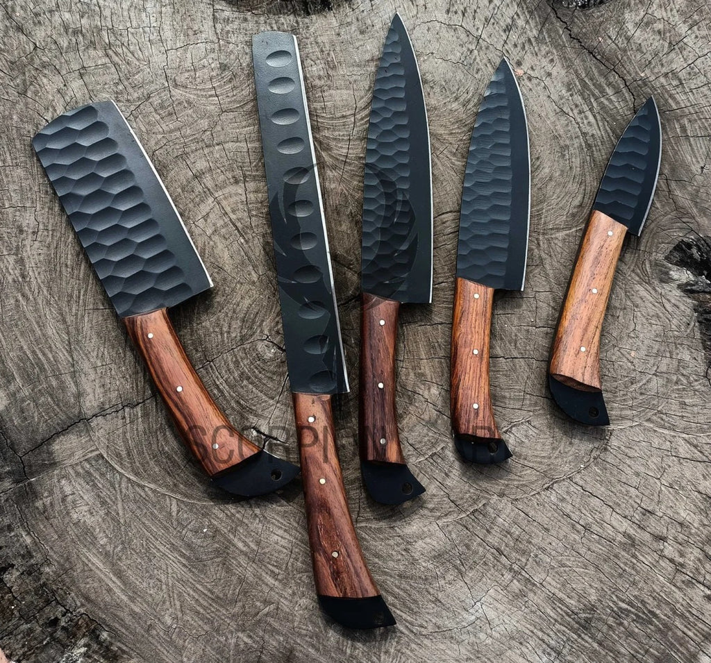 The Scorpion (RoseWood) | 5-Piece Set + Leather Roll - Troy Blades