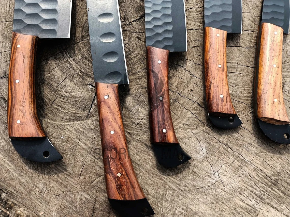 The Scorpion (RoseWood) | 5-Piece Set + Leather Roll - Troy Blades
