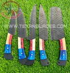 Texas Flag Handles The Valhalla-Black  | 5-Piece Set + Leather Roll - Troy Blades