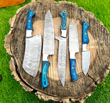 The Dahlia | 5-Piece Chef Knife Set + Leather Roll All Variations - Troy Blades