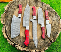 The Dahlia | 5-Piece Chef Knife Set + Leather Roll All Variations - Troy Blades