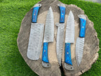 Blue Handles The Valhalla  | 5-Piece Set + Leather Roll - Troy Blades