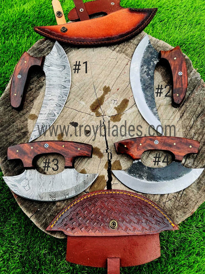 Handmade Damascus/Carbon Steel ULU knives - Troy Blades