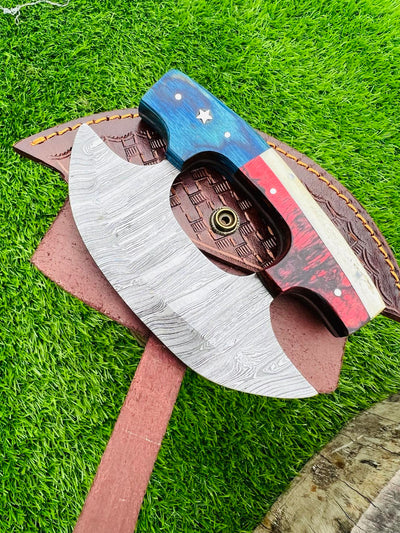 Texas Handles  Handmade Damascus/Carbon Steel ULU knives - Troy Blades