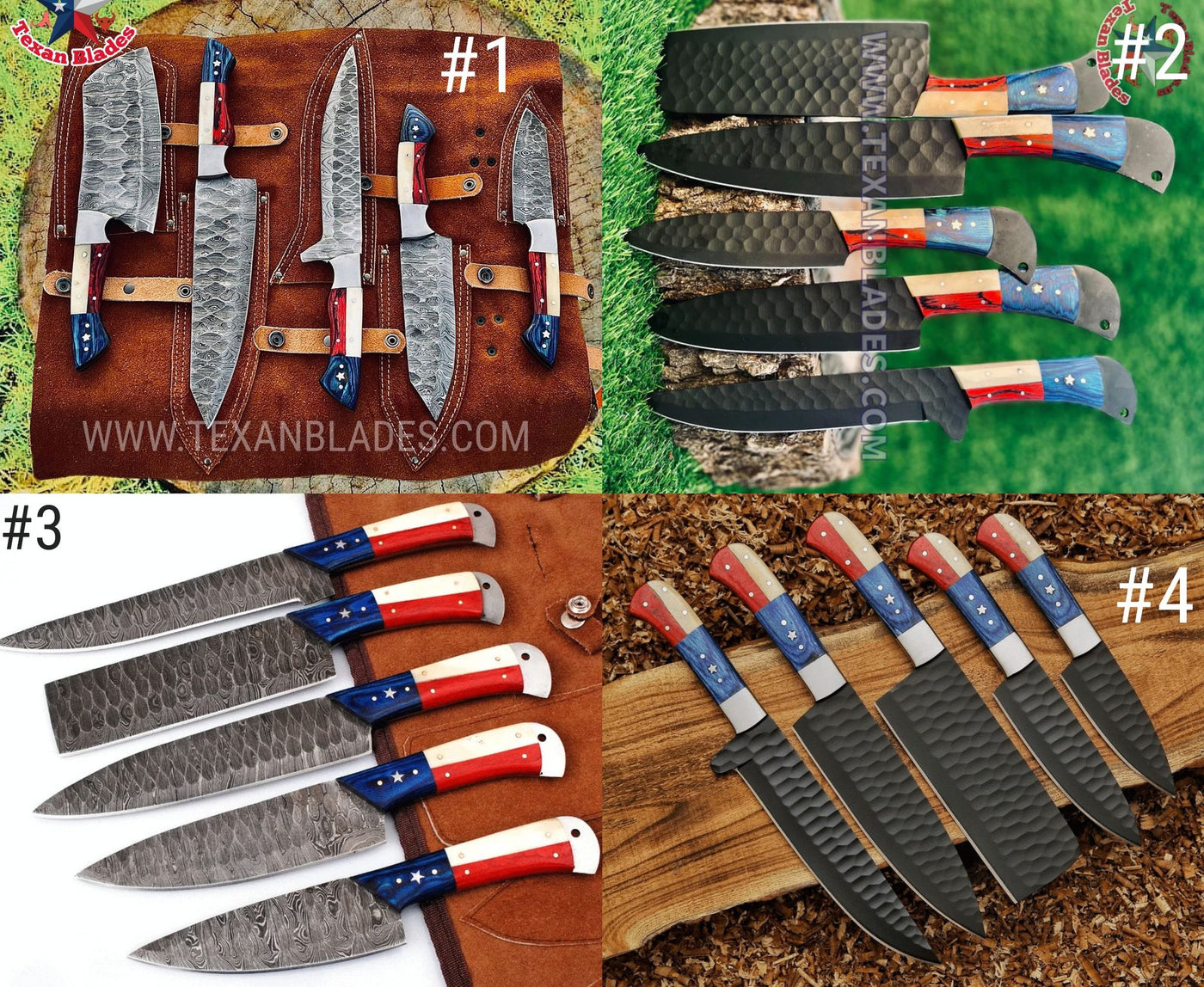 Texas Handles Handmade Kitchen Set / BBQ Set / Chef Set / Christmas Gifts - Troy Blades