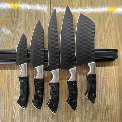 Dahlia BBQ/Kitchen Sets  | 5-Piece Set + Leather Roll - Troy Blades