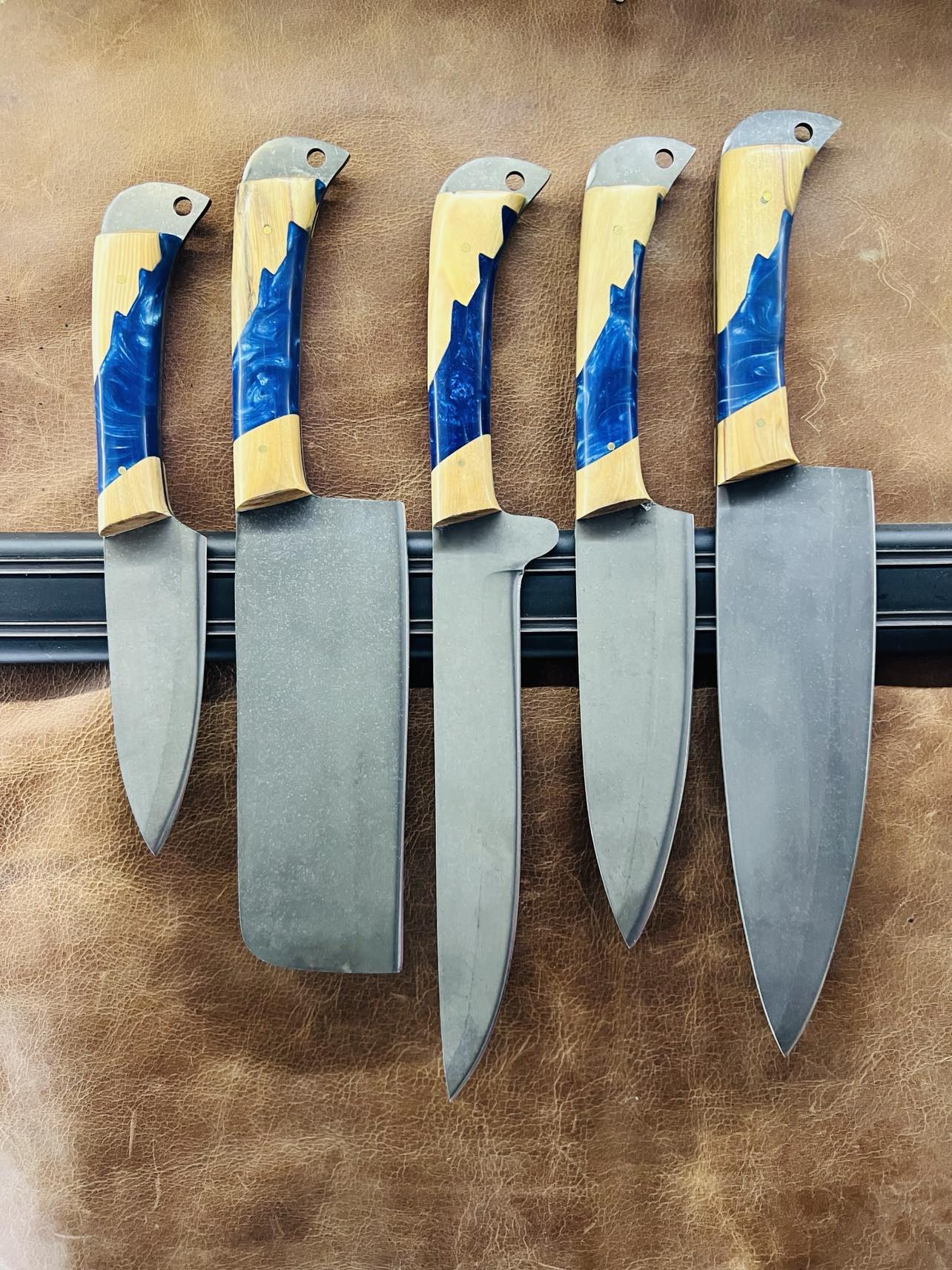 Valhalla BBQ/Kitchen Sets  | 5-Piece Set + Leather Roll - Troy Blades