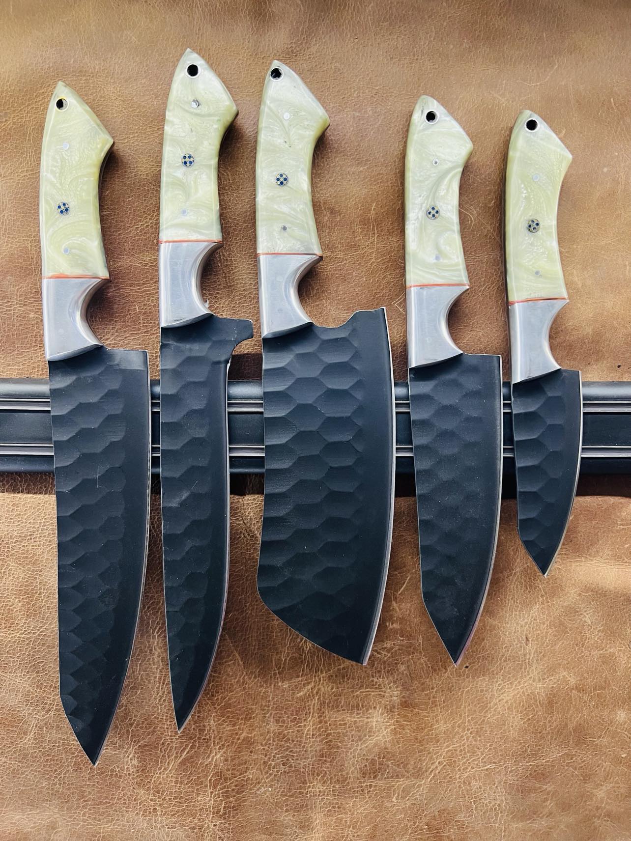 Valhalla BBQ/Kitchen Sets  | 5-Piece Set + Leather Roll - Troy Blades