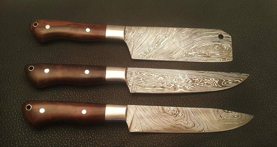 Hand Made Damascus steel Kitchen Knives Set - Troy Blades