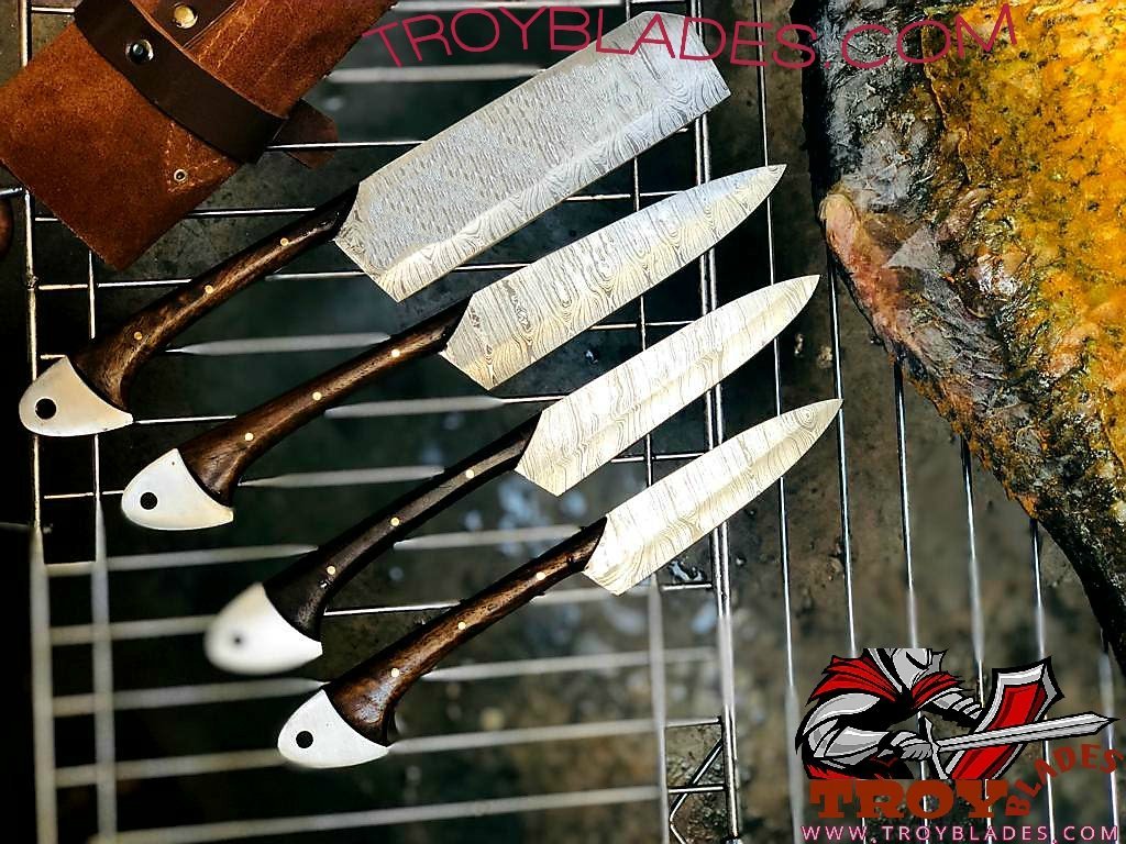 Custom Handmade Damascus steel kitchen/BBQ knives set - Troy Blades