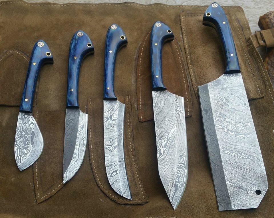 Custom handmade kitchen/outdoor BBQ knives set - Troy Blades