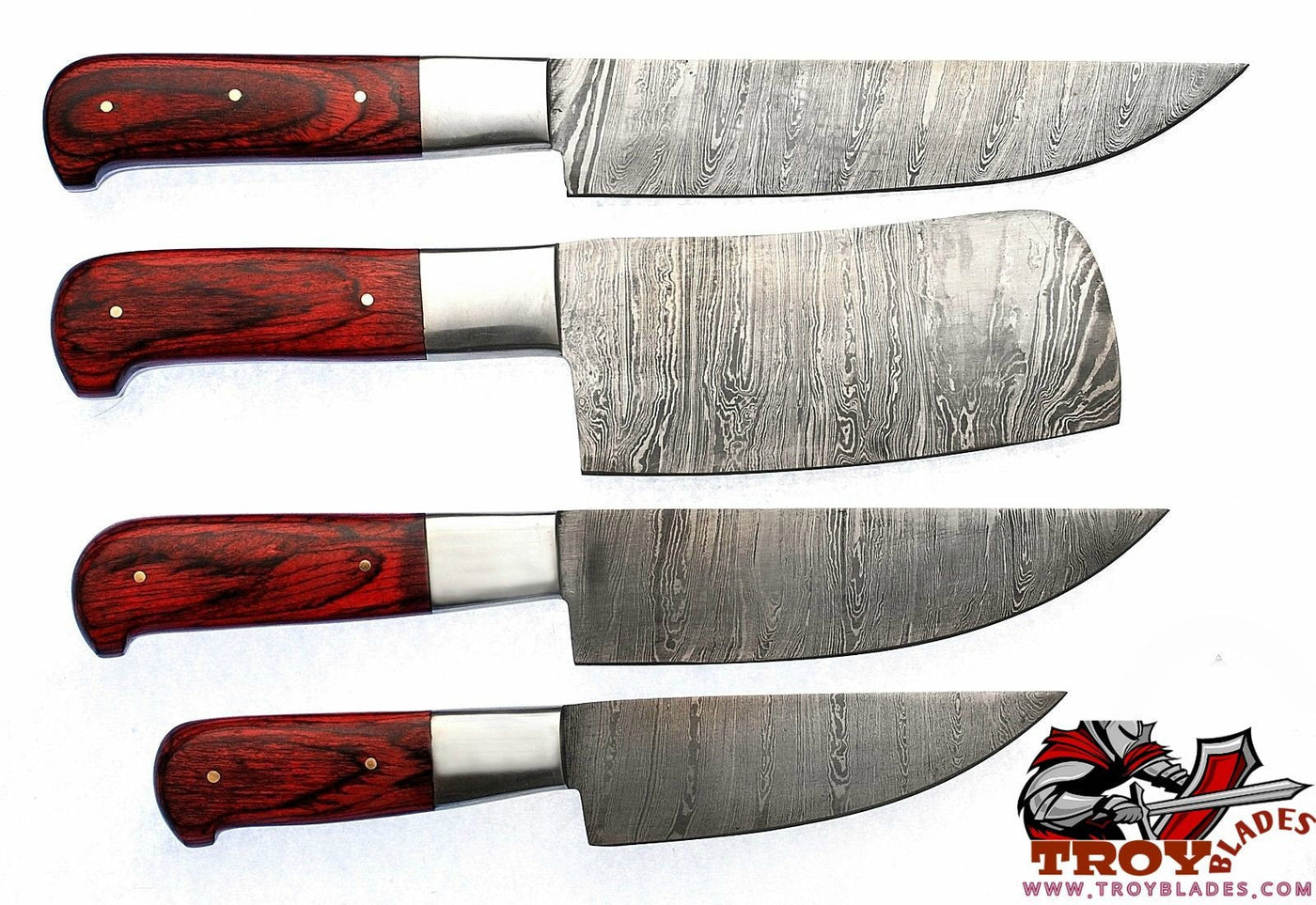 Custom Handmade Damascus steel kitchen knives sets - Troy Blades