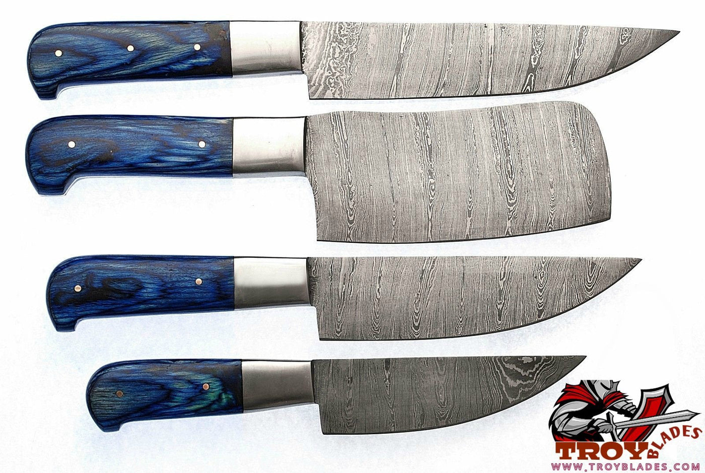 Custom Handmade Damascus steel kitchen knives sets - Troy Blades