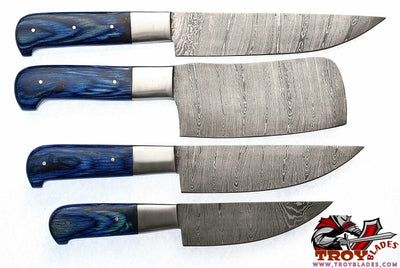 Custom Handmade Damascus steel kitchen knives sets - Troy Blades