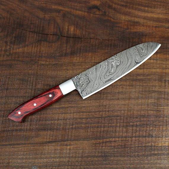 Damascus Steel Handmade Santoku Chef Knife - Troy Blades