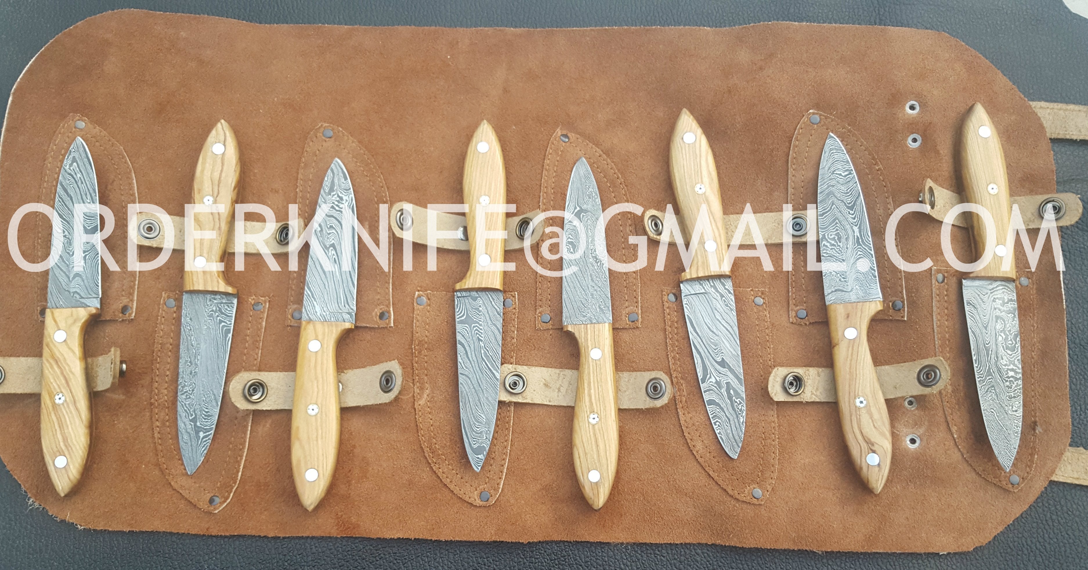 Handmade Damascus steak knives set 8 pcs - Troy Blades