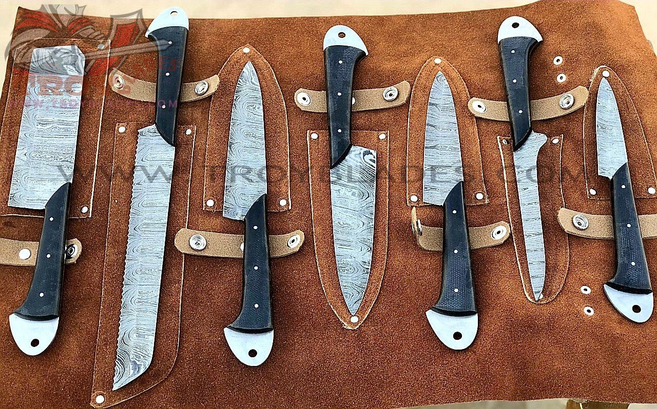 Custom Handmade Damascus steel kitchen/BBQ knives set BB6 - Troy Blades