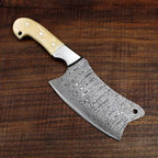 Heavy Duty Damascus Cleaver with Camel Bone Scales - 9.5" - Troy Blades