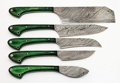 Custom Handmade Damascus steel kitchen/BBQ knives set - Troy Blades