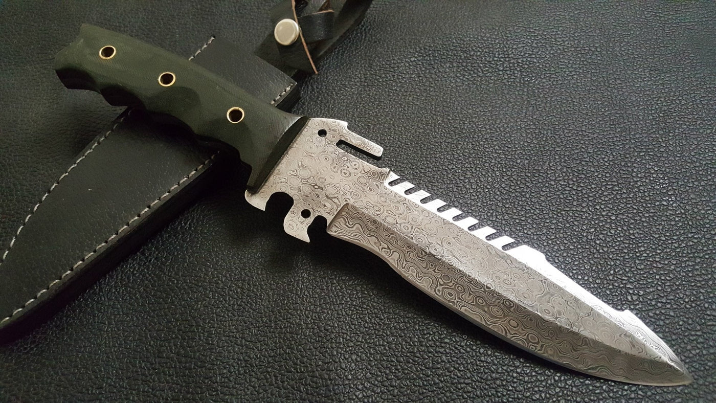 Handmade Damascus Bushcraft Knife - Troy Blades