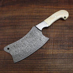 Heavy Duty Damascus Cleaver with Camel Bone Scales - 9.5" - Troy Blades