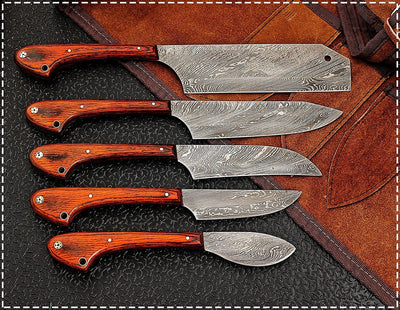 Custom Handmade Damascus steel kitchen/BBQ knives set - Troy Blades