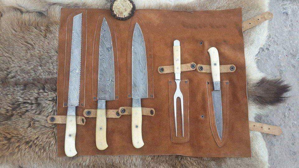 Hand Made Kitchen Knives Set - Troy Blades