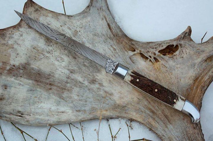 Hand Made Damascus stag horn Fillet Knife - Troy Blades