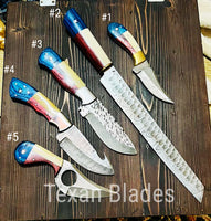 Buy One Get One Free Texas Flag Handles Damascus Steel Knives