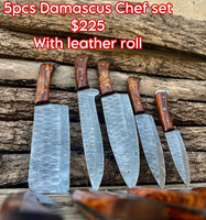 Custom Handmade Damascus Valhalla Set with steaks