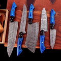 The Dahlia | 5-Piece Chef Knife Set + Leather Roll - Troy Blades