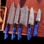 The Dahlia | 5-Piece Chef Knife Set + Leather Roll - Troy Blades