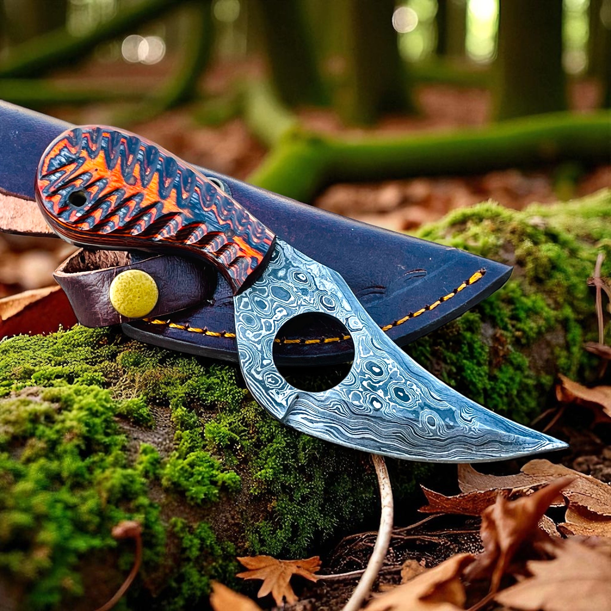 Christmas Bundle Deal Handmade Damascus Steel Hunting Knife, 15" Chef Knife And Gut Hook Ram Horn