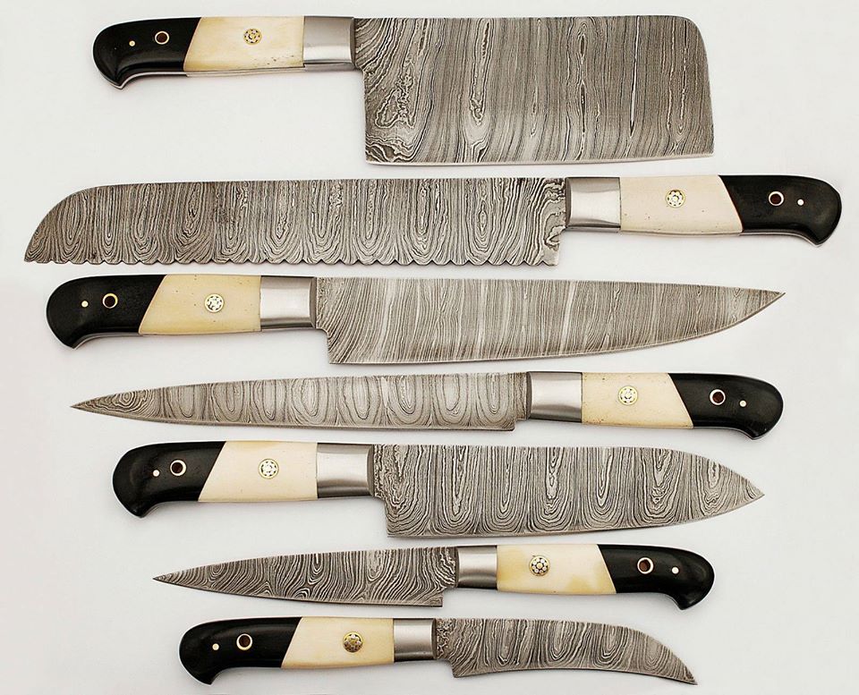 Custom Handmade Damascus outdoor/BBQ knives set - Troy Blades