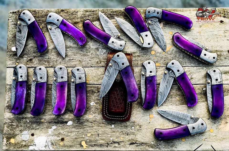 Happy Deal of Custom Handmade Damascus Pocket Folding Knives - Troy Blades