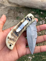 Damascus steel handmade folding knife - Troy Blades