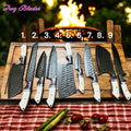9pcs BBq/Kitchen Set with leather roll Troy Blades