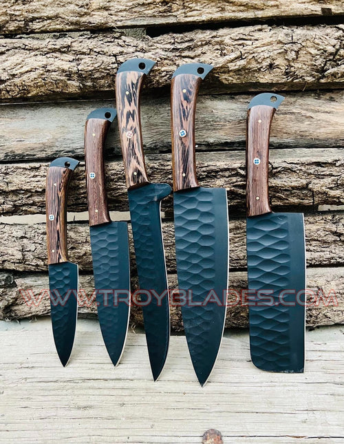 Beautiful Custom Handmade Damascus BBQ/kitchen knives Set - Troy Blades