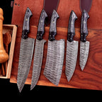The Dahlia | 5-Piece Chef Knife Set + Leather Roll - Troy Blades