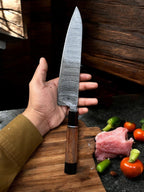 Christmas Bundle Deal Handmade Damascus Steel Hunting Knife, 15" Chef Knife And Gut Hook Ram Horn - Troy Blades
