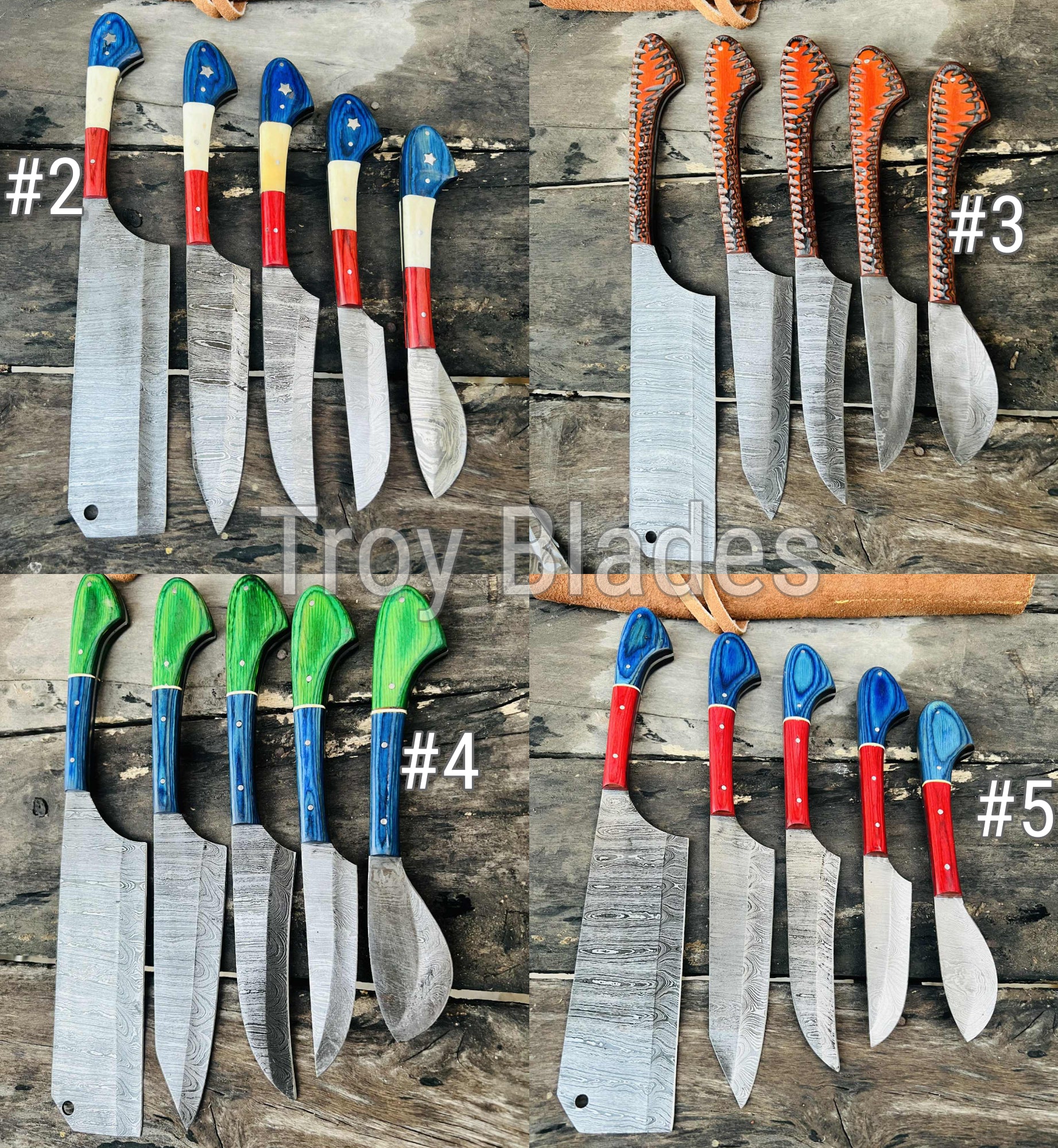 Christmas Special Gift Items Handmade Damascus BBQ set - Troy Blades