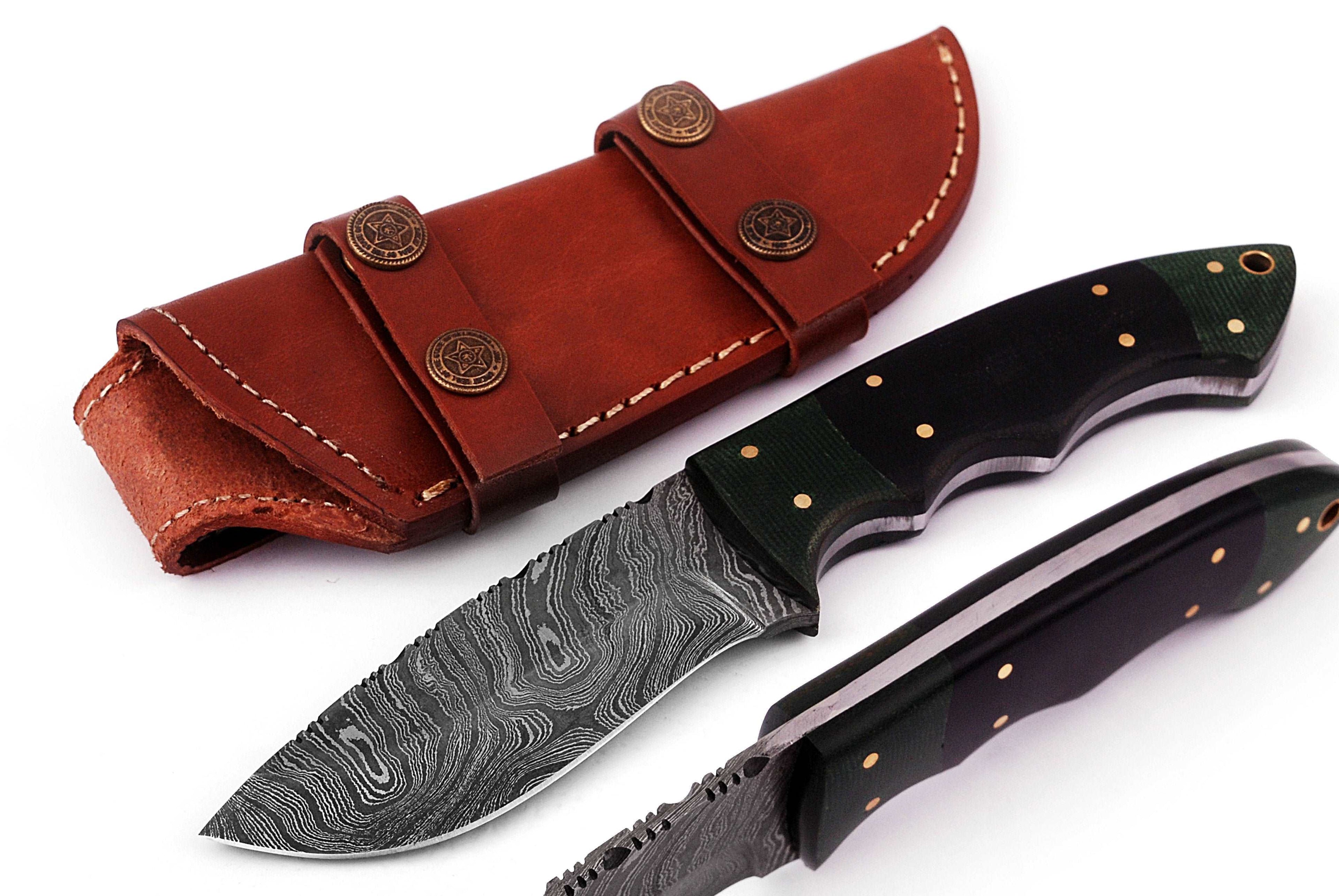 Custom handmade Damascus hunting skinning knife - Troy Blades