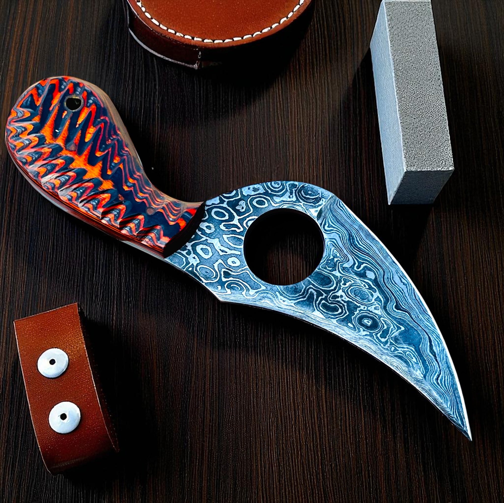 Christmas Bundle Deal Handmade Damascus Steel Hunting Knife, 15" Chef Knife And Gut Hook Ram Horn